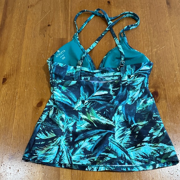 Athleta Teal and Black Tropical Halter Top - Picture 2 of 9